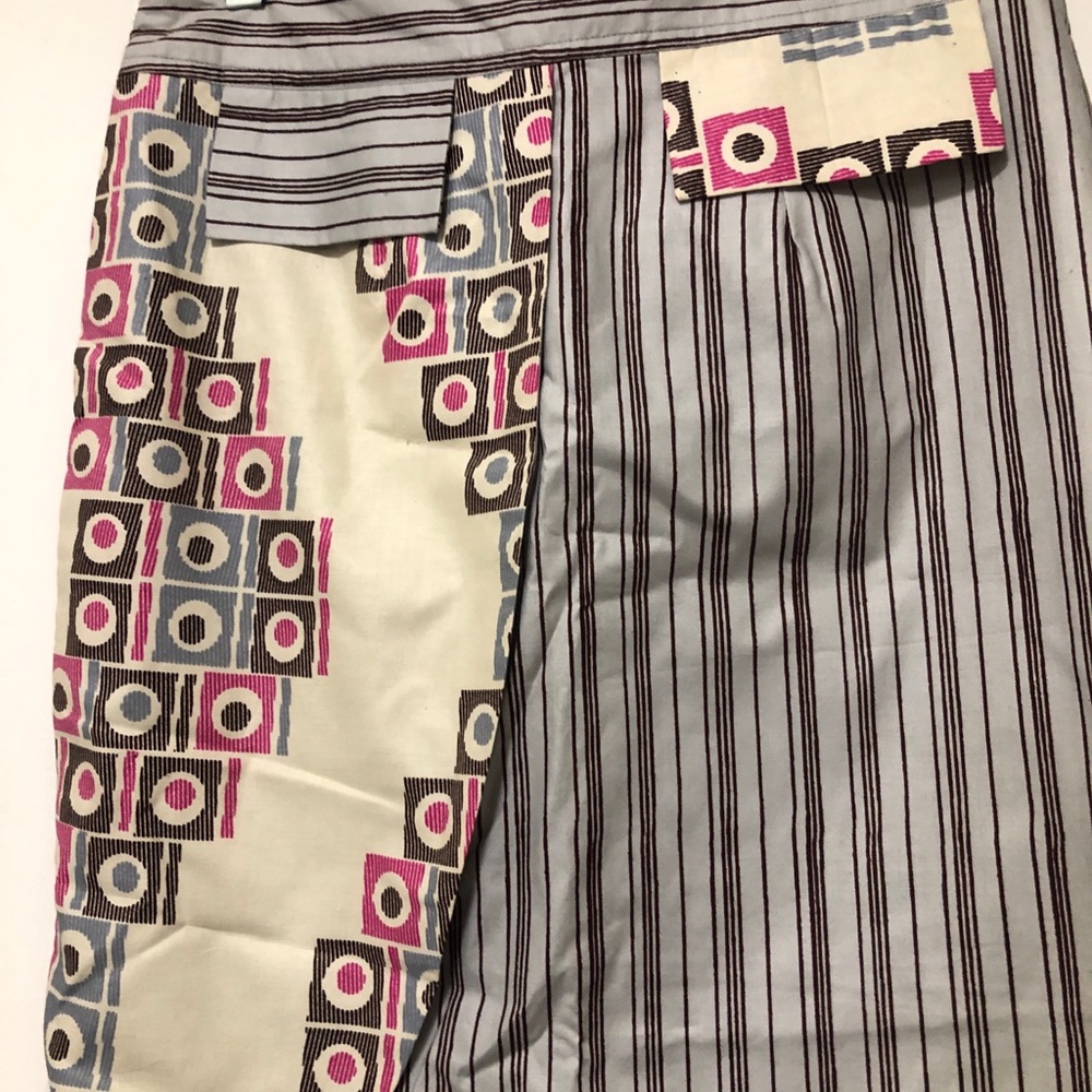 Woodin African  Striped Midi Skirt with Pink Geometric Accent Size 10 NWT - Picture 4 of 9